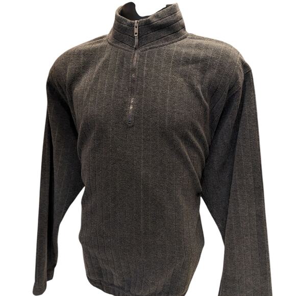 Justin Blake Fleece Sweatshirt Mens Large Quarter Zip Pullover Striped Pockets - Picture 1 of 13